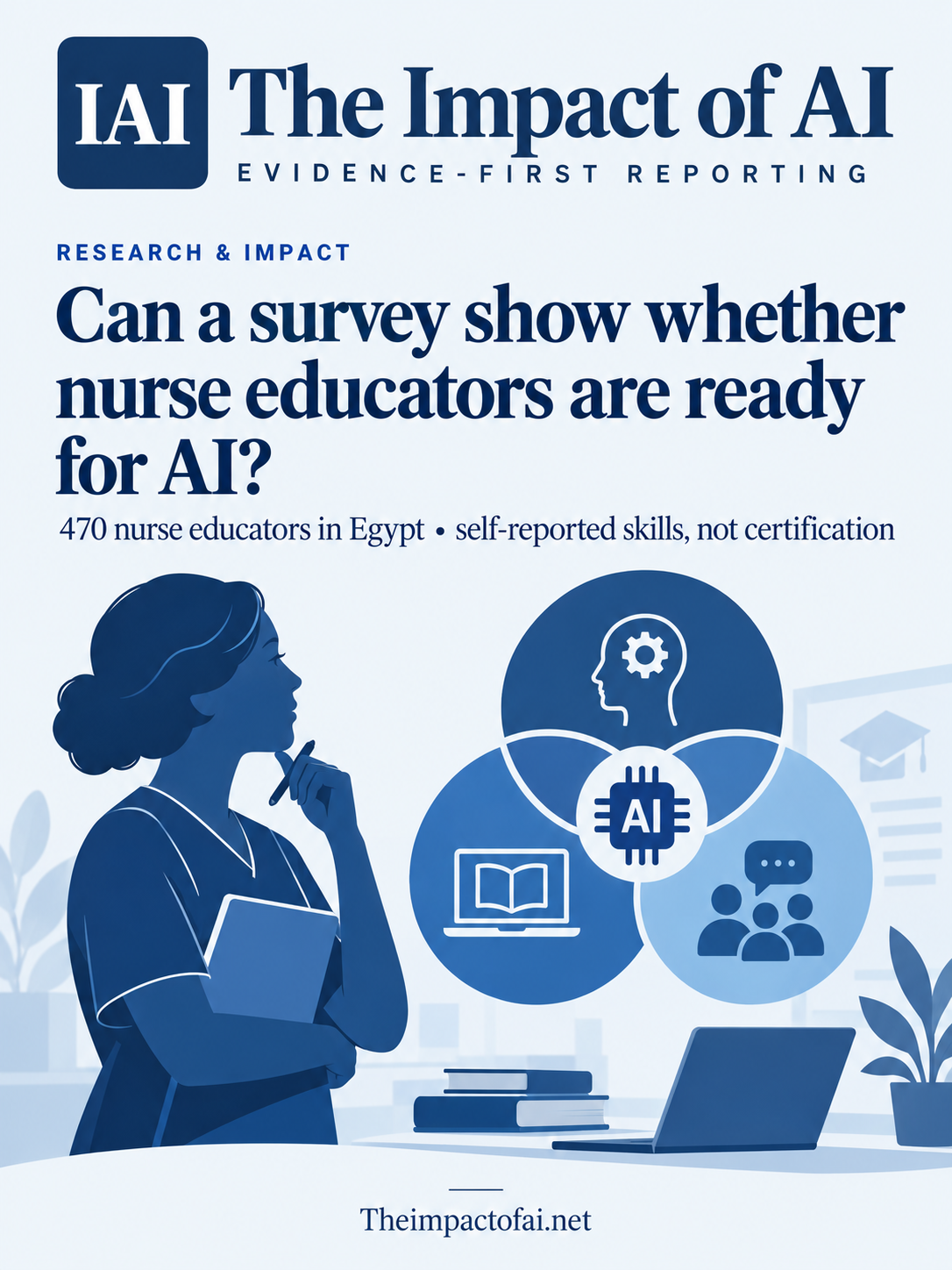 The Impact of AI research cover asking whether a survey can show nurse educators’ readiness for AI, with a conceptual educator and three-part competency framework.